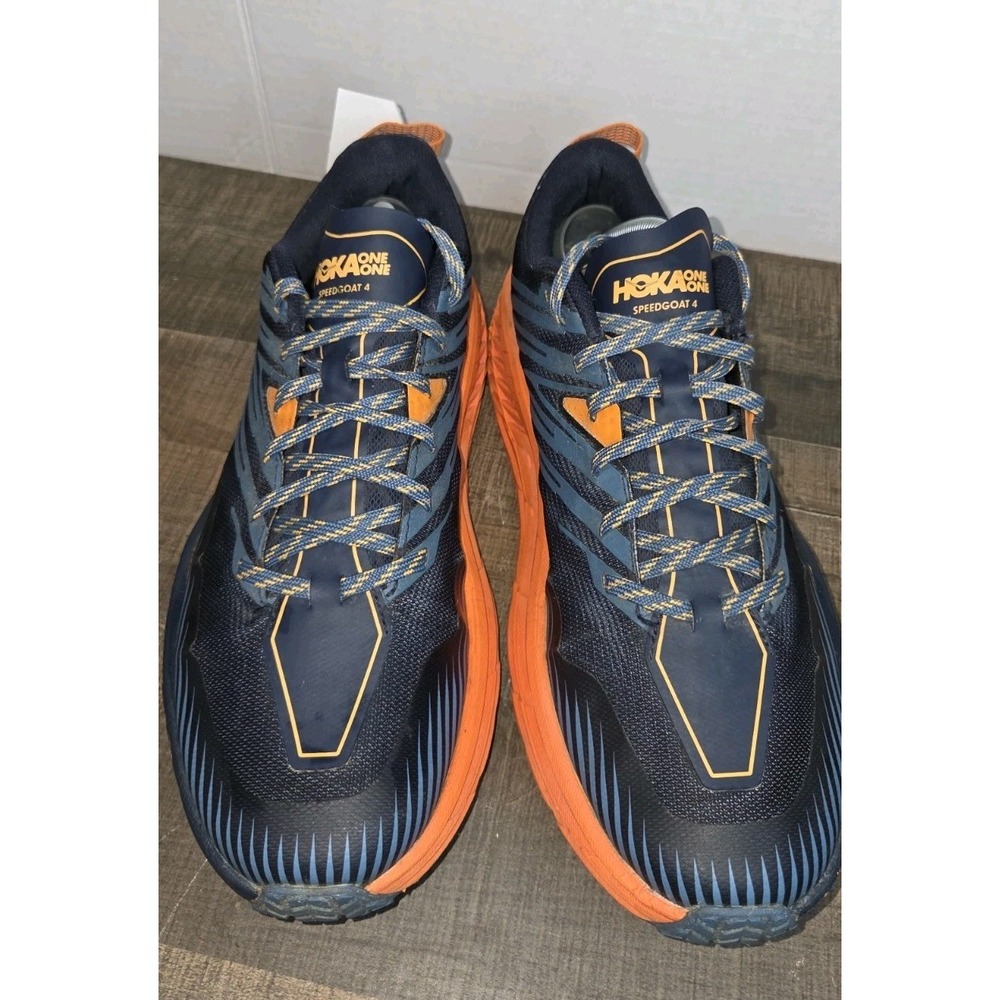 HOKA Speedgoat 4 Men's Size 10 Trail Running Shoes Blue Orange 11106525-RTPO - Picture 4 of 11